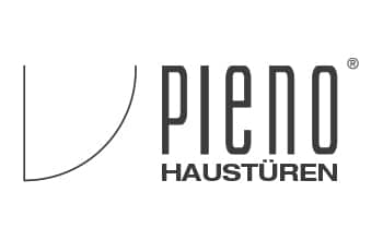 Schwarzes Pieno Haustüren Logo mit modernem Schriftzug und stilisierter Türform